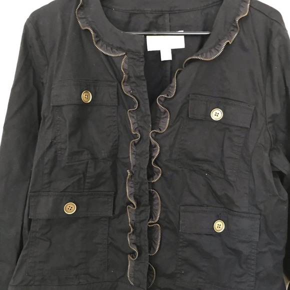 MMK Michael Kors Ruffle Zipper Black Jacket - Picture 5 of 8